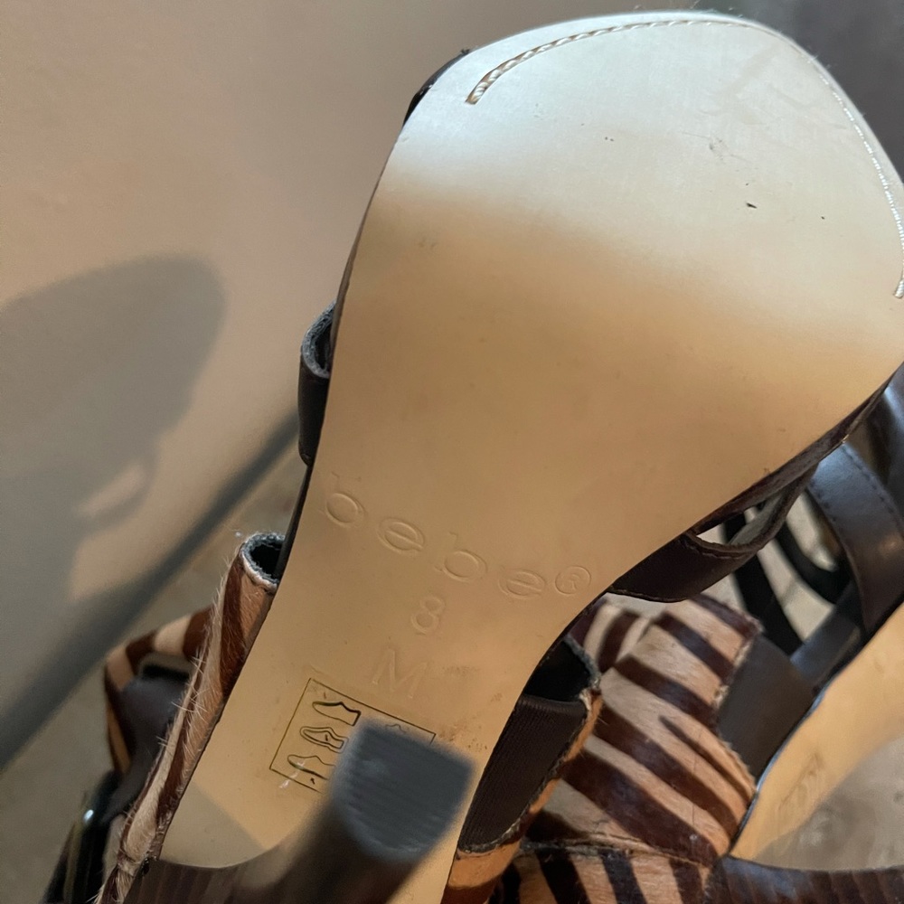 Brown Zebra Print Strap Heels - image 8